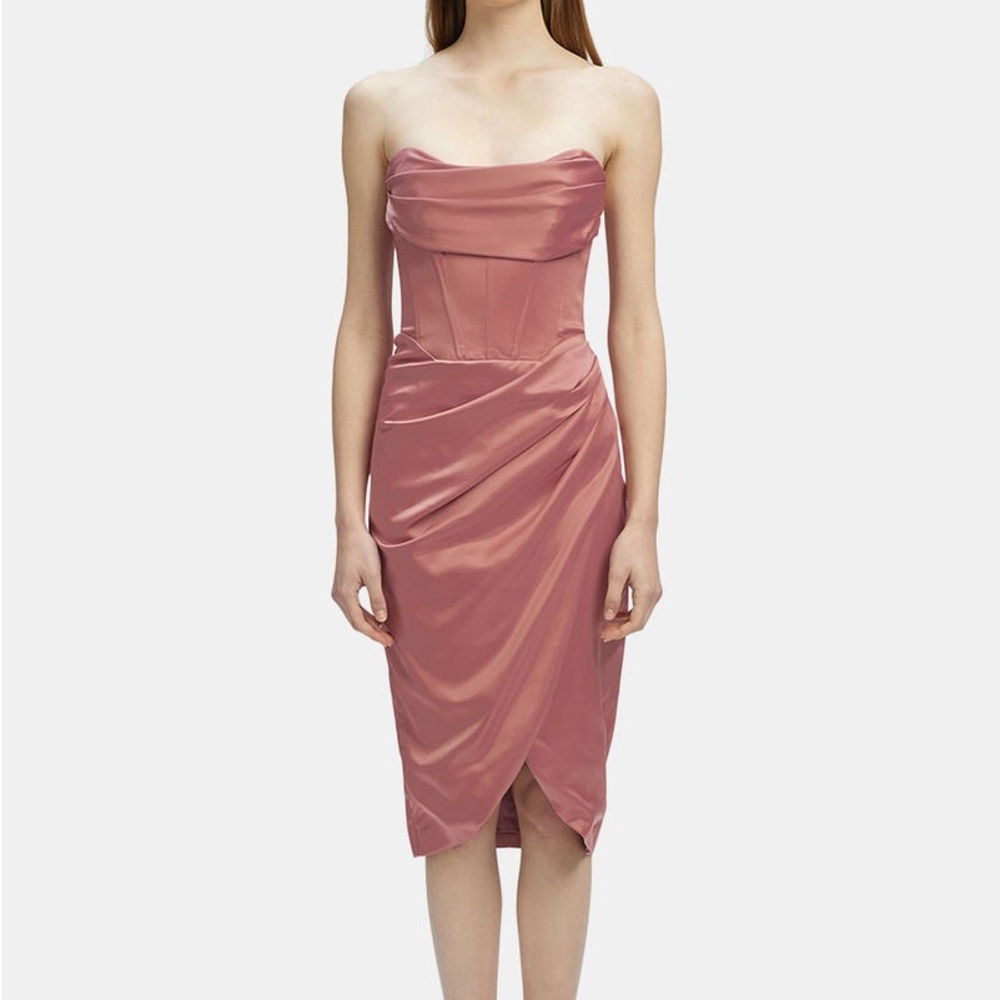 Bardot Strapless Dress in Dusty Rose